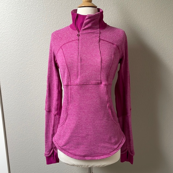Lululemon baserunner raspberry pink 6 long sleeve running hiking jacket 1/2 zip - Picture 1 of 7